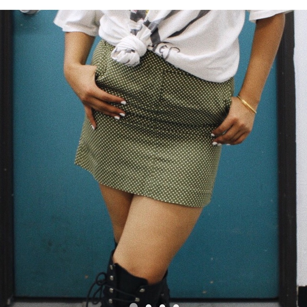 J Crew Skirt Polka Dot Dark Green White 6 Mini - Picture 2 of 8